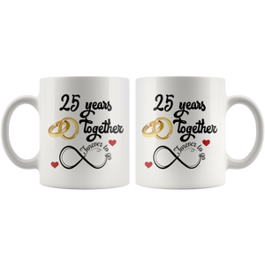 Silver Wedding Anniversary Gift For Him And Her, Married For 25 Years, 25th Anniversary Mug For Husband & Wife, 25 Years Together With Her ( 11oz )