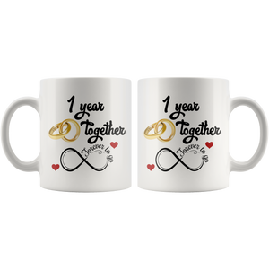 First Wedding Anniversary Gift For Him And Her, 1st Anniversary Mug For Husband & Wife, Married 1 Year, 1 Year Together, 1 Year With Her (11 oz)