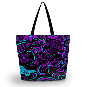 Red & Purple Butterfly Soft Foldable Shopping Bag - Freedom Look