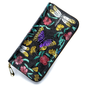 Leather Butterfly Large Wallet - Freedom Look