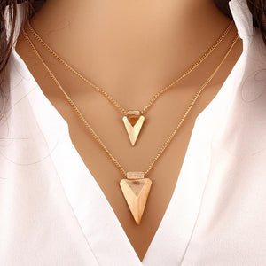 Fashion Multilayer Triangle Double Chain Necklace - Freedom Look