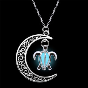 Silver Plated Chain Moon & Turtle Necklaces - Freedom Look