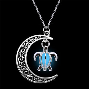Silver Plated Chain Moon & Turtle Necklaces - Freedom Look
