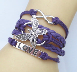 Butterfly Leather Charm Bracelet - Freedom Look