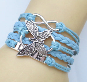 Butterfly Leather Charm Bracelet - Freedom Look