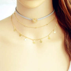 Trendy Sun & Stars Multilayer Necklace - Freedom Look