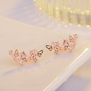 Butterfly Stud Earrings - 925 Sterling Silver - Freedom Look