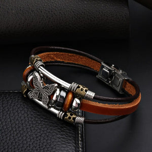 Butterfly Hand Made Leather Bracelet - Freedom Look