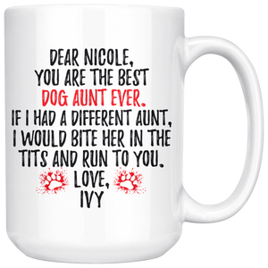 Personalized Dog Aunt Nicole Coffee Mug (15 oz)