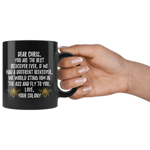Personalized Beekeeper Chris Black Coffee Mug (11 oz)