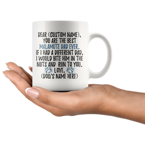 Personalized Best Alaskan Malamute Dog Dad Coffee Mug (11 oz)