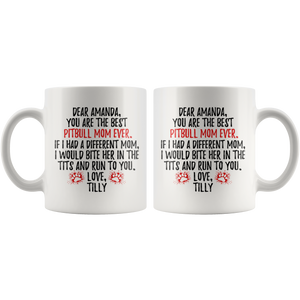 Personalized Pitbull Dog Tilly Mom Amanda Coffee Mug (11 oz)