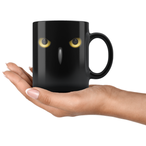 I Watching You Realistic Night Owl Black Scary Mug (11 Oz)
