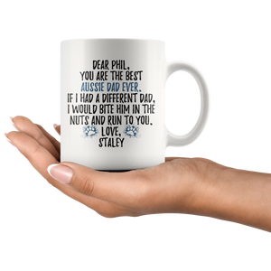 Personalized Australian Shepherd Dog Staley Dad Phil Coffee Mug (11 oz)