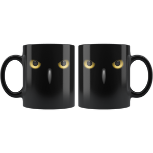 I Watching You Realistic Night Owl Black Scary Mug (11 Oz)