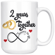 Second Wedding Anniversary Gift For Him And Her, 2nd Anniversary Mug For Husband & Wife, 2 Years Together, Married 2 Years, 2 Years With Her (15 oz )
