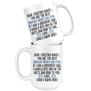Personalized Best Siberian Husky Dog Dad Coffee Mug (15 oz)