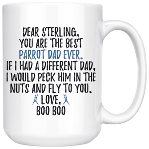 Personalized Parrot Dad Sterling Coffee Mug (15 oz)