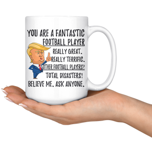 Funny Football Player Trump Coffee Mug (15 oz)
