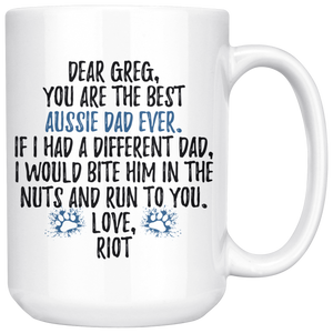 Personalized Aussie Dog Dad Greg Coffee Mug (15 oz)