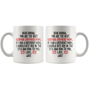 Personalized German Shepherd Dog Jake Mom Donna Coffee Mug (11 oz)
