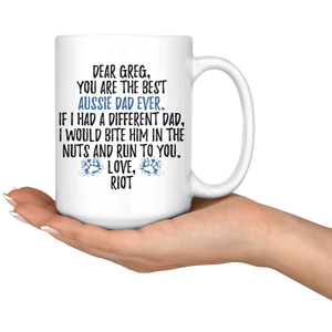 Personalized Aussie Dog Dad Greg Coffee Mug (15 oz)