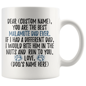 Personalized Best Alaskan Malamute Dog Dad Coffee Mug (11 oz)