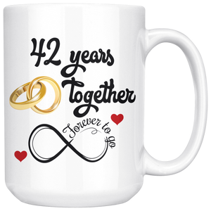 42nd Wedding Anniversary Gift For Him And Her, 42nd Anniversary Mug For Husband & Wife, Married For 42 Years, 42 Years Together With Her (15 oz )