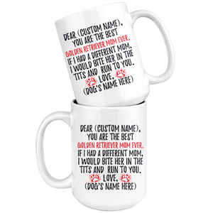 Personalized Best Golden Retriever Dog Mom Coffee Mug (15 oz)