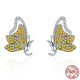 925 Sterling Silver Butterfly Yellow Stud Earrings - Freedom Look