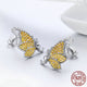 925 Sterling Silver Butterfly Yellow Stud Earrings - Freedom Look