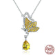 New Trendy Butterfly Pendant Necklace & Earrings - 925 Sterling Silver