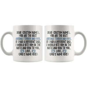 Personalized Best Airedale Terrier Dog Dad Coffee Mug (11 oz)