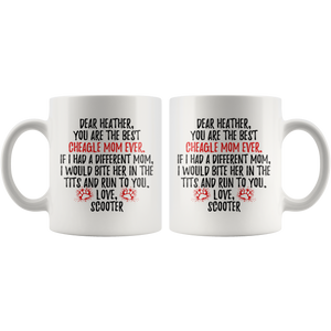 Personalized Cheagle Dog Scooter Mom Heather Coffee Mug (11 oz)