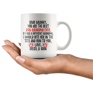 Personalized Dog Diesel & Odin Grandma Granny Coffee Mug (11 oz)