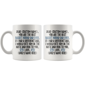 Personalized Best Basset Hound Dog Dad Coffee Mug (11 oz)