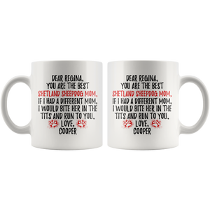 Personalized Shetland Sheepdog Dog Cooper Mom Regina Coffee Mug (11 oz)