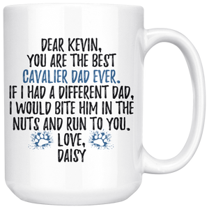 Personalized Cavalier Dog Daisy Dad Kevin Coffee Mug (15 oz)