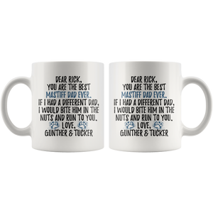 Personalized Mastiff Dog Gunther & Tucker Dad Rick Coffee Mug (11 oz)