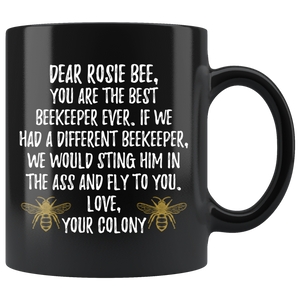 Rosie Bee Beekeeper Black Coffee Mug (11 oz)