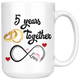 5th Wedding Anniversary Gift For Him And Her, 5th Anniversary Mug For Husband & Wife, Married 5 Years, 5 Years Together, 5 Years With Her (15 oz )